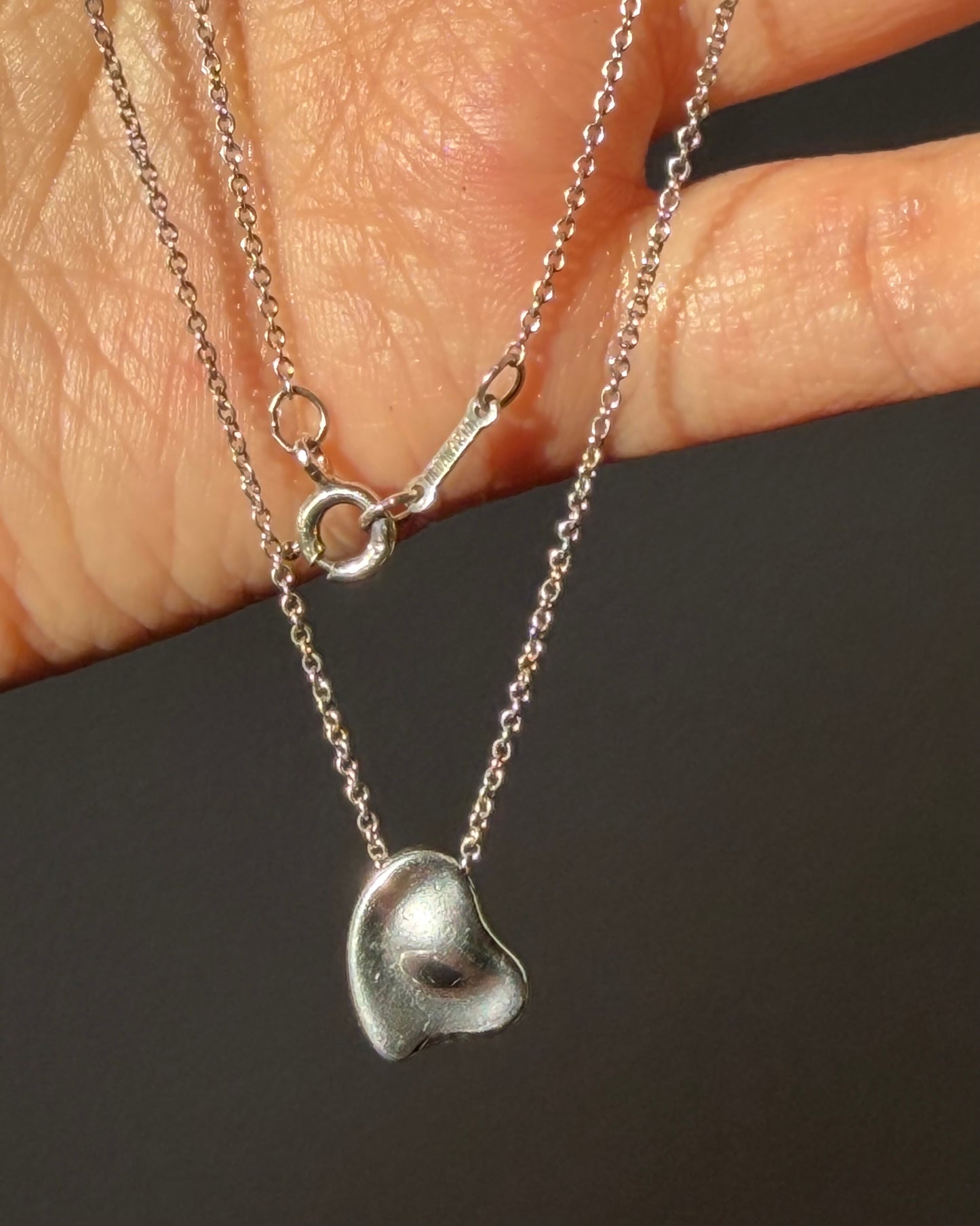 Vintage Sterling Silver Tiffany & Co Elsa Peretti Full Heart Pendant Necklace