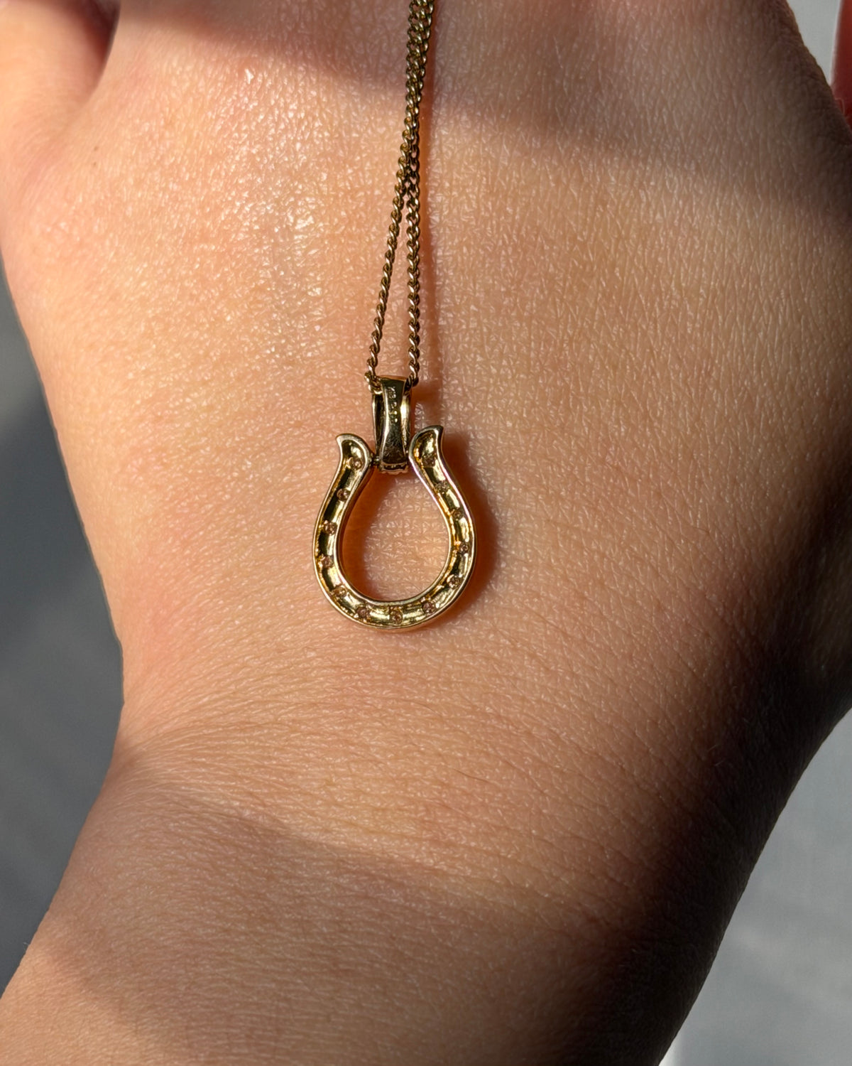 Vintage 18k Gold Diamond Horseshoe Pendant