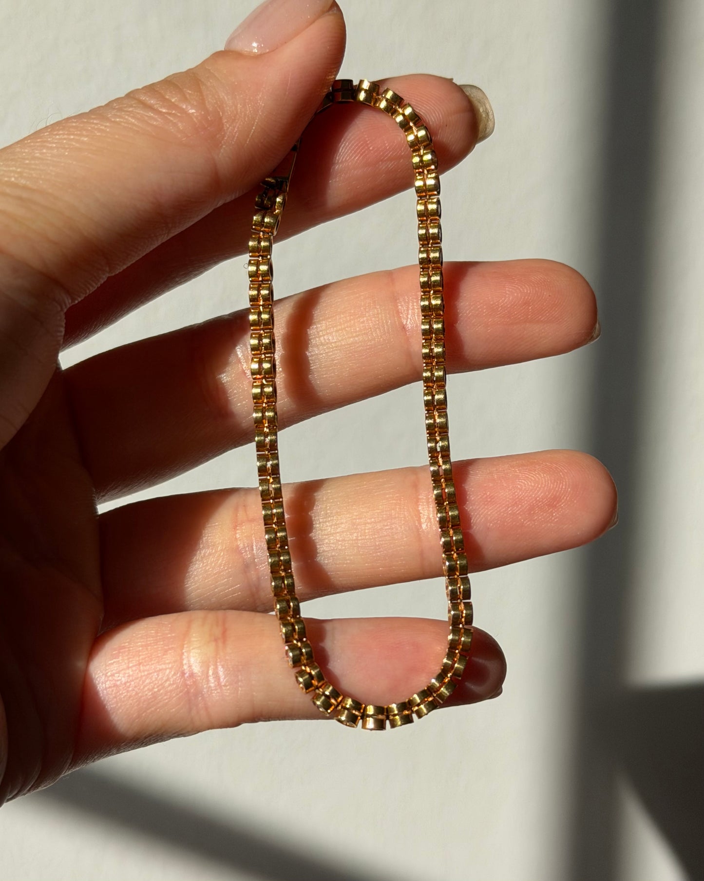 Vintage 18k Gold Bezel Set Diamond Tennis Bracelet - 1.51ctw