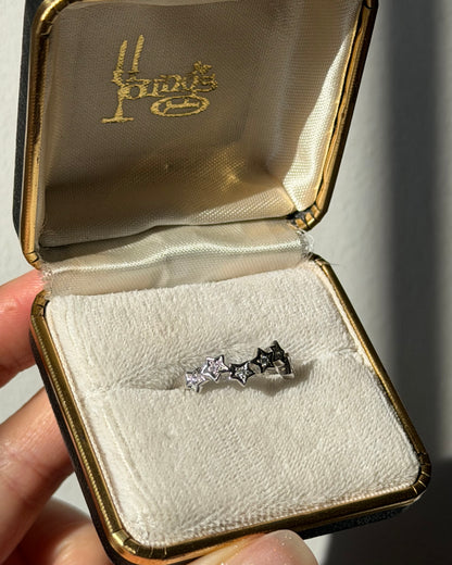 Modern Estate 18k White Gold Diamond Star Wavy Stacking Band