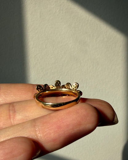 Vintage 18k Gold Triple Diamond Flower Ring