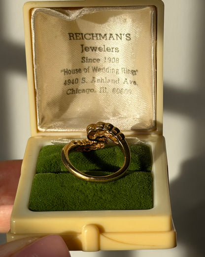 Vintage 18k Gold Bezel Set Diamond Bypass Ring