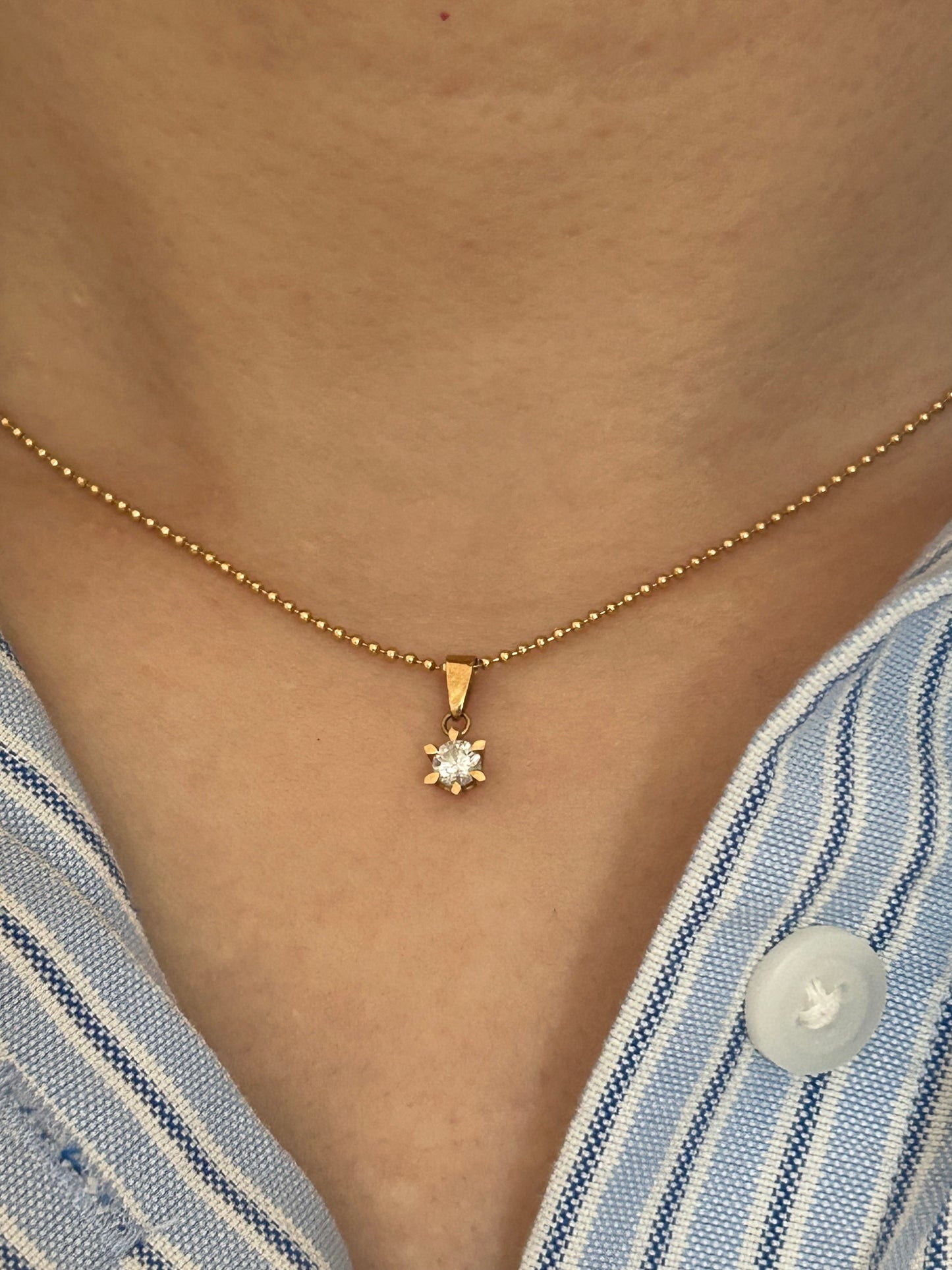 Vintage 14k Gold 0.2 ct Diamond Solitaire Pendant