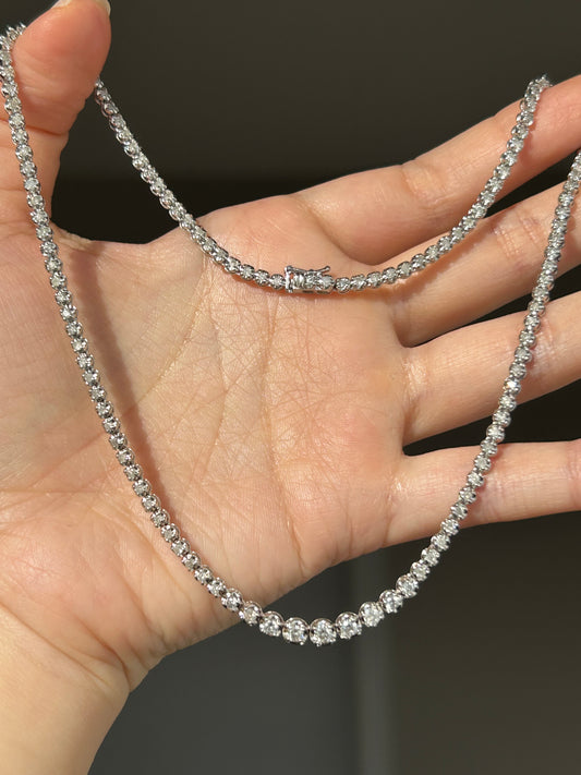 Vintage 18k White Gold 3 ct Diamond Tennis Necklace