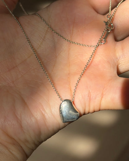 Vintage Silver Tiffany & Co Elsa Peretti Small Full Heart Necklace