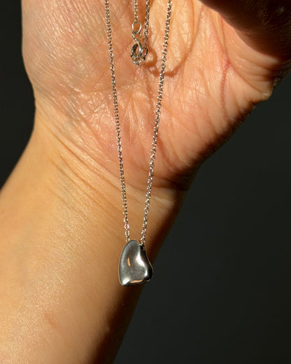 Vintage Sterling Silver Tiffany & Co Elsa Peretti Full Heart Pendant Necklace