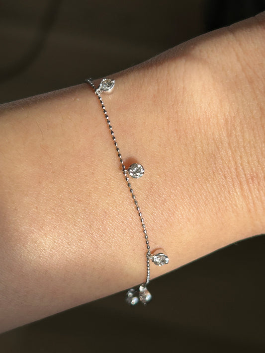 Vintage 18K White Gold Diamond By the Yard Station Bracelet