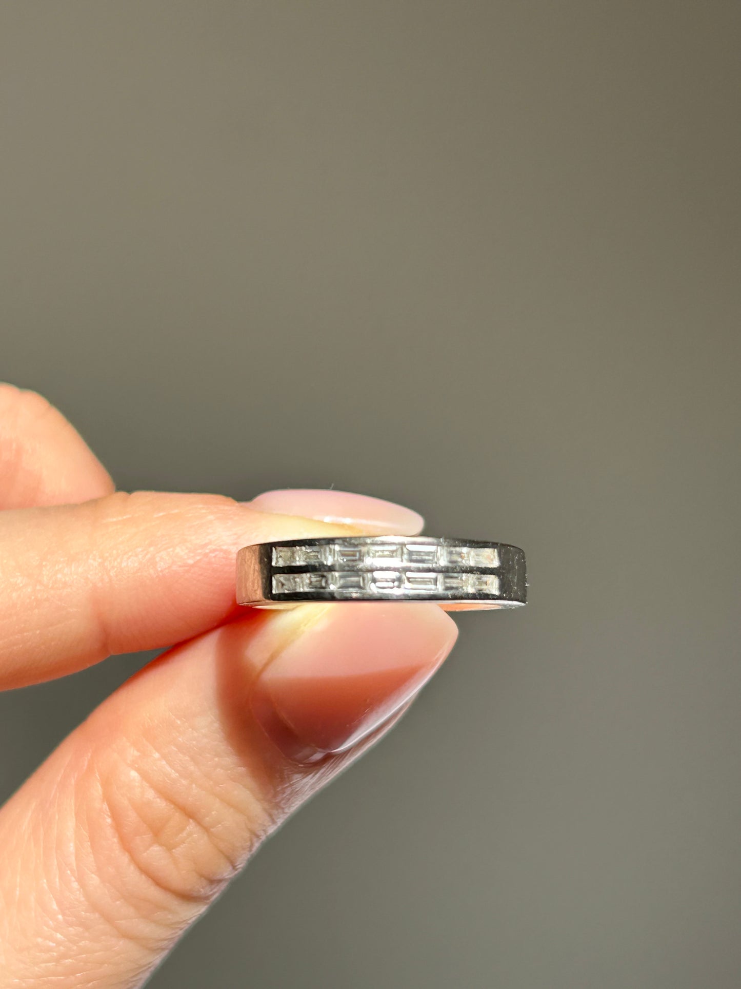Vintage 18k WG Channel Set East-West Baguette Diamond Ring