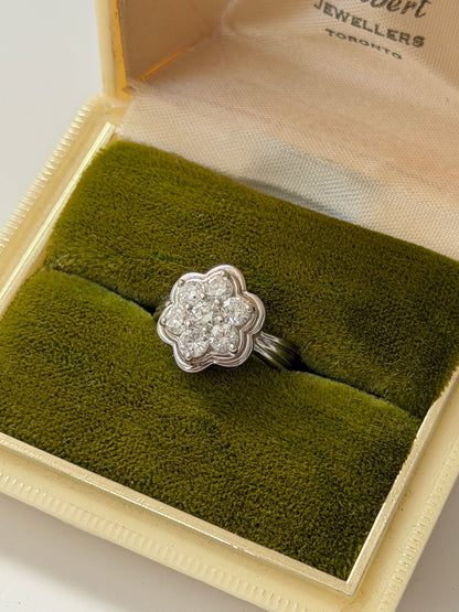 Vintage Platinum 1 CTW Diamond Flower Cluster Ring