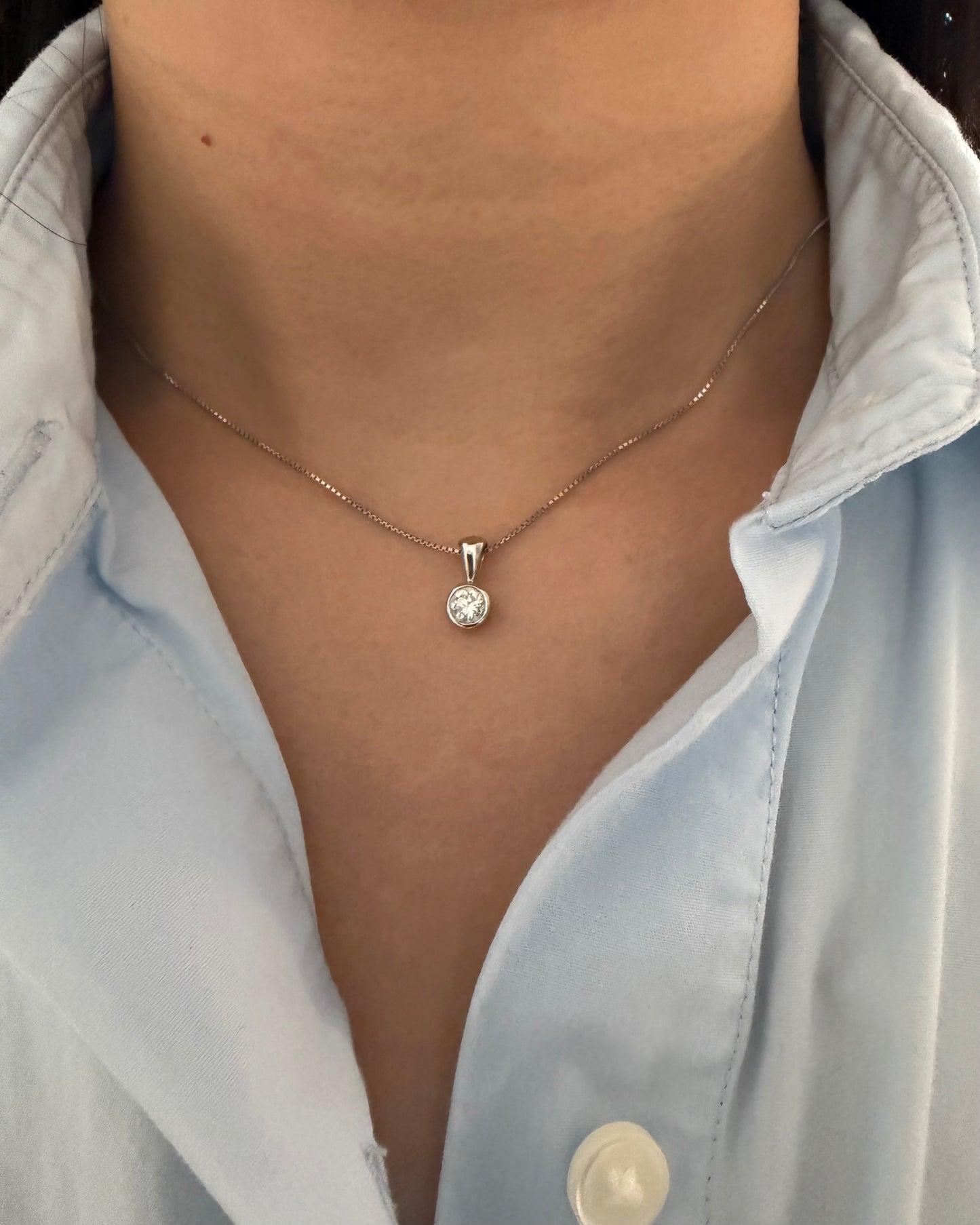 Vintage Platinum Bezel Set 0.45ct Diamond Charm Pendant