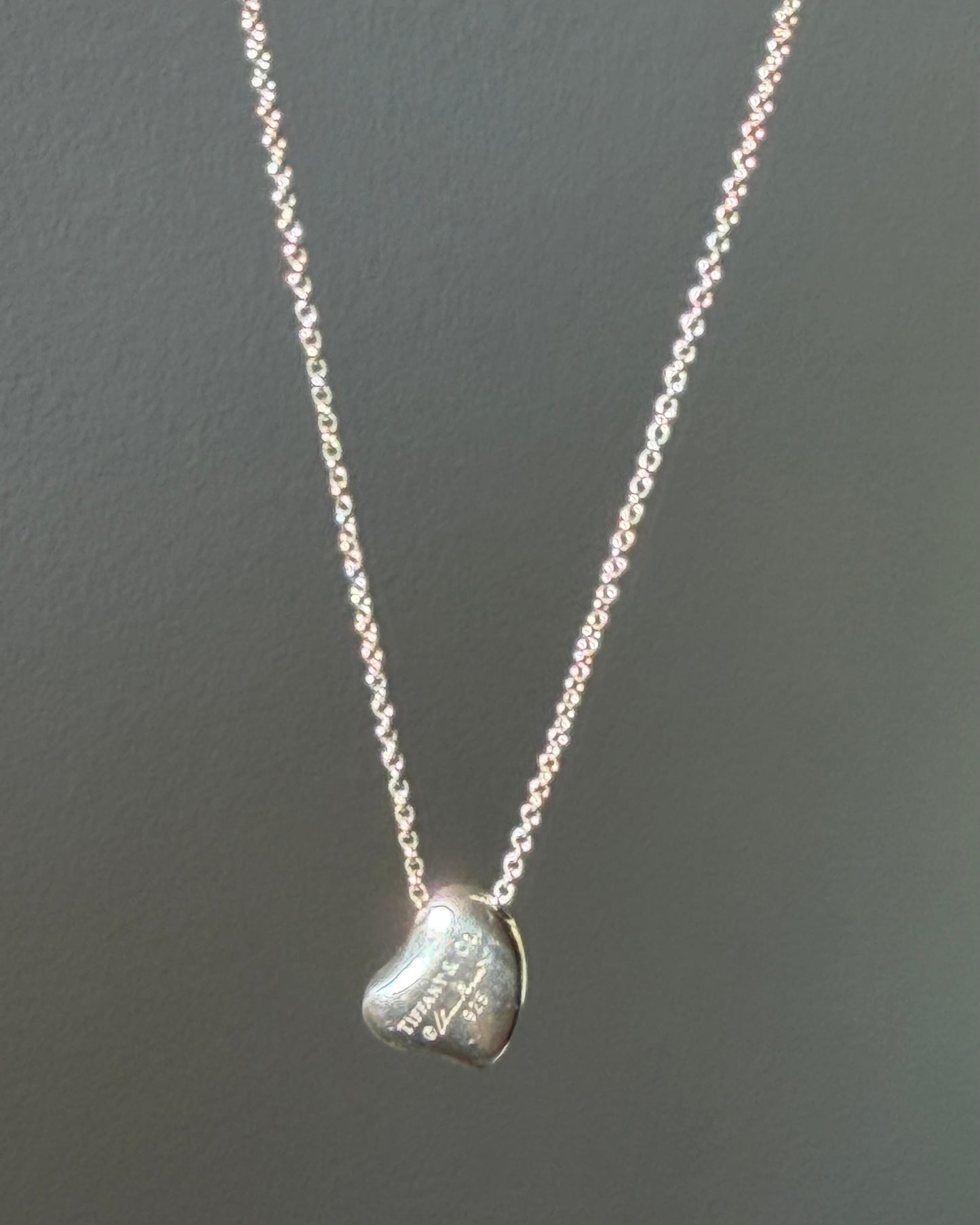 Vintage Sterling Silver Tiffany & Co Elsa Peretti Full Heart Pendant Necklace