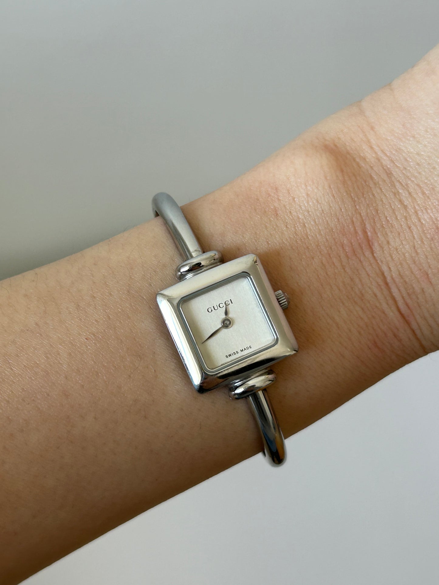 Vintage Y2K Gucci Stainless Steel Square Dial Watch