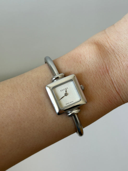 Vintage Y2K Gucci Stainless Steel Square Dial Watch