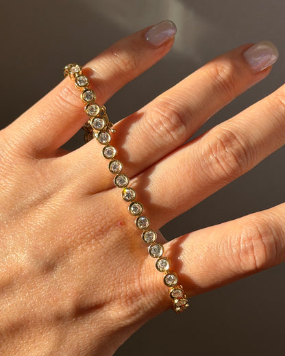 Vintage 18k Gold Bezel Set 3.0 CTW Diamond Tennis Bracelet