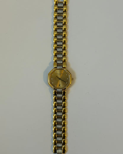 Vintage Mid 80’s Christian Dior Paris Octagon Two-Tone Watch — Diamond Hour Markers