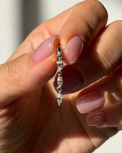 Vintage Platinum Champagne Marquise Cut Diamond Dangle Bar Drop Pendant