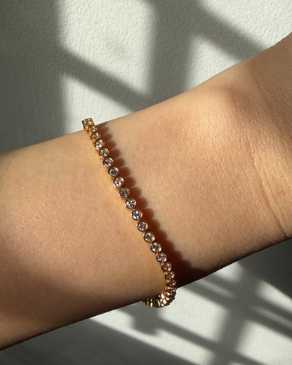 Vintage 18k Gold Bezel Set Diamond Tennis Bracelet - 1.51ctw