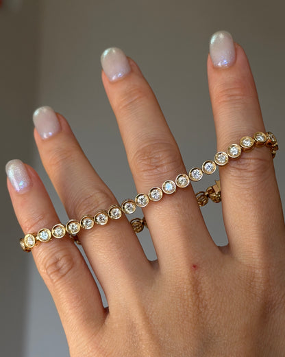 Vintage 18k Gold Bezel Set 3.0 CTW Diamond Tennis Bracelet