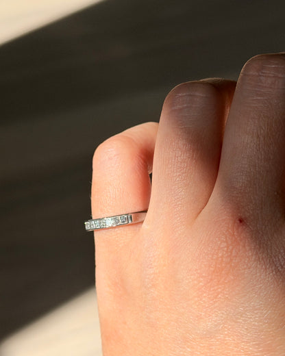 Dainty Vintage Platinum Carre Cut Diamond Stacking Band