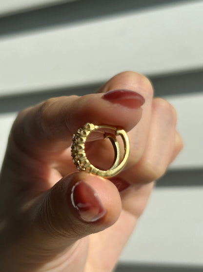 Vintage 18k Diamond Huggie Hoop Earrings