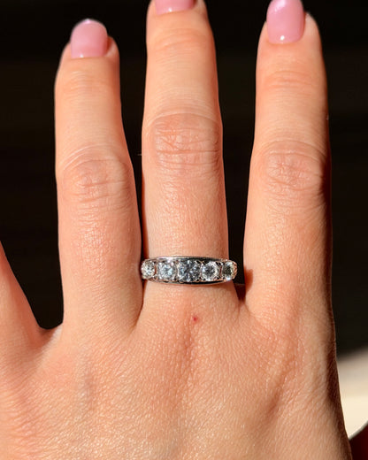 Vintage Platinum 1 CTW Five-Stone Diamond Band - Engraved Shoulder Details