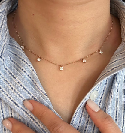 Vintage 18k Gold 1ct Diamond Station Necklace