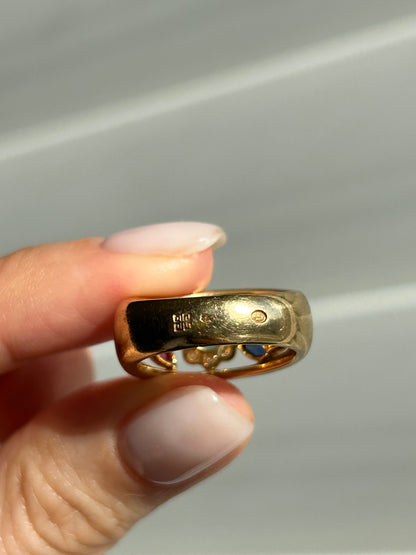 Vintage 18k Gold Givenchy Diamond and Gemstones Flower Ring