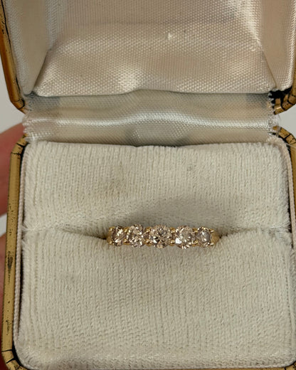 Modern Pre-loved 18k Gold Shared Prong 1.0 CTW Light Brown Diamond Band