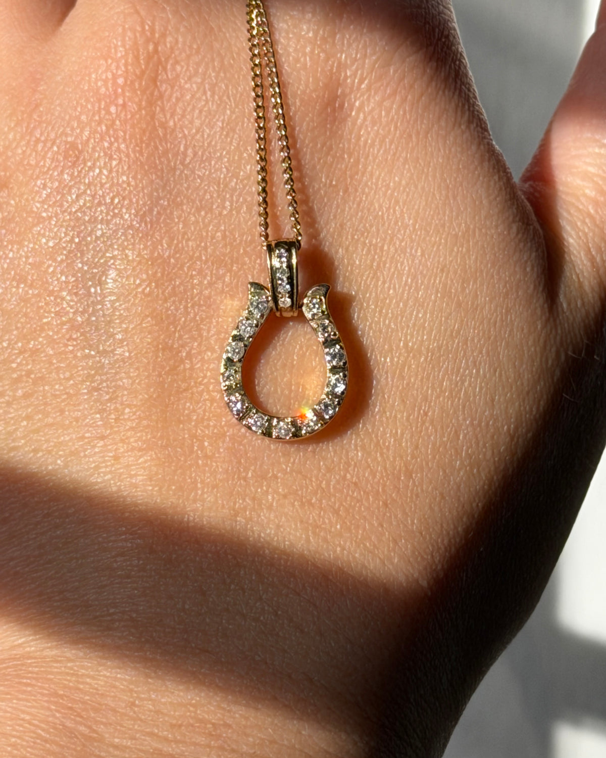 Vintage 18k Gold Diamond Horseshoe Pendant