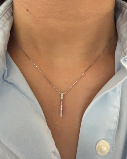 Vintage 18k White Gold Dangle Diamond Bar Pendant