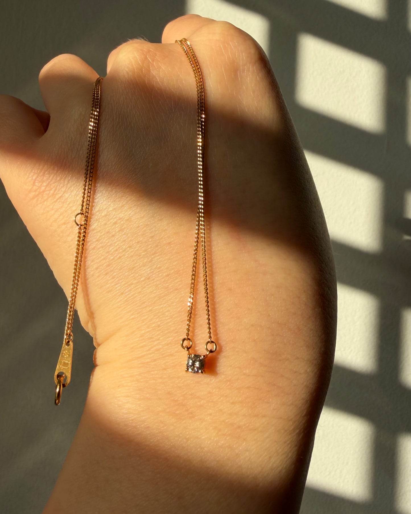 Vintage 18k Gold Chocolate Brown Diamond Solitaire Necklace