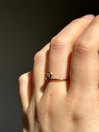 Vintage 18k Gold Stackable Diamond Ring - Floating Bezel Set Diamond, Size 5.5