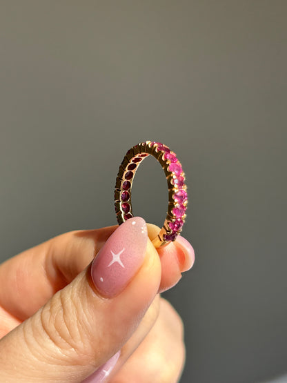 Vintage 18k Gold Ruby 3/4 Eternity Stacking Band