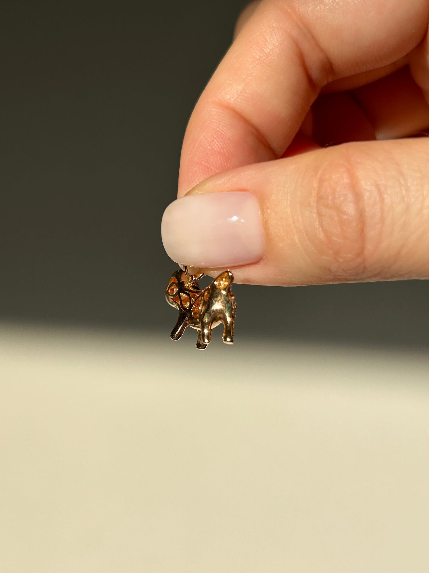 Vintage 18k Pink Gold Sausage Dog Pendant