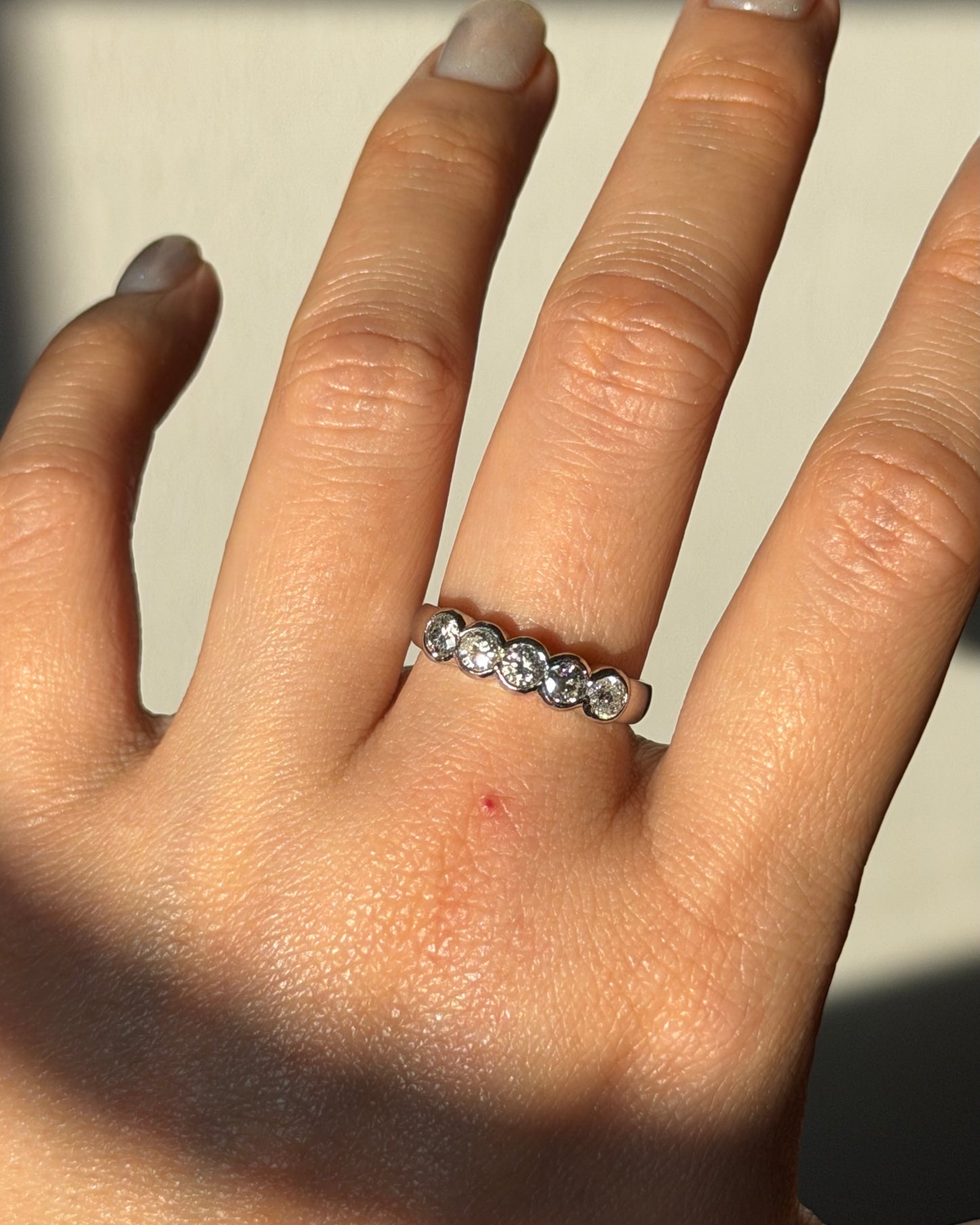 Vintage Platinum 0.71 CTW Bezel Set Five-Stone Diamond Band