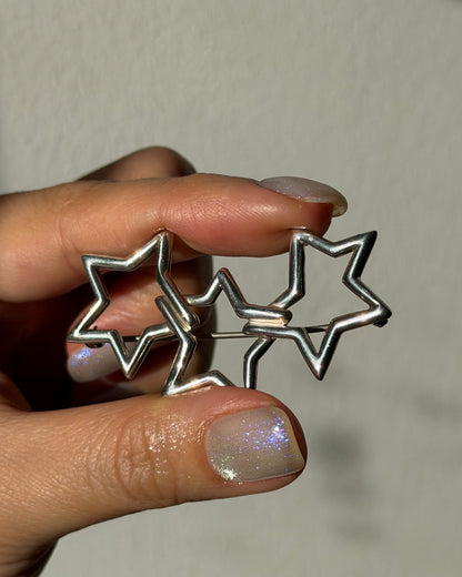 Vintage Sterling Silver Tiffany & Co Circa 1985 Triple Star Brooch