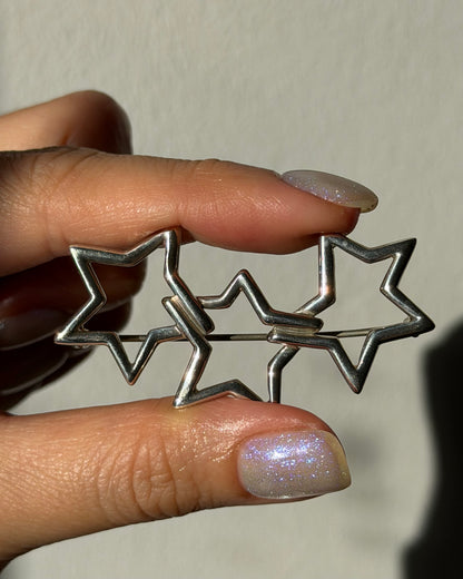 Vintage Sterling Silver Tiffany & Co Circa 1985 Triple Star Brooch