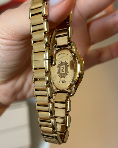 Vintage Gold Plated Fendi Round Face Watch - With Box