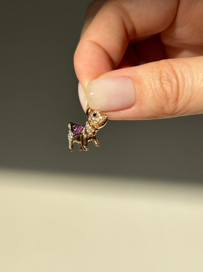 Vintage 18k Pink Gold Sausage Dog Pendant