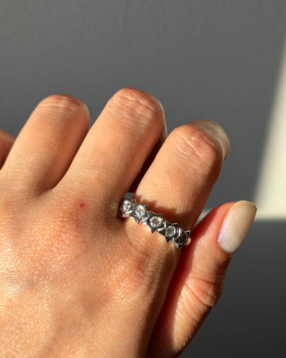 Vintage 14k White Gold Flush Set Diamond Celestial Star Band
