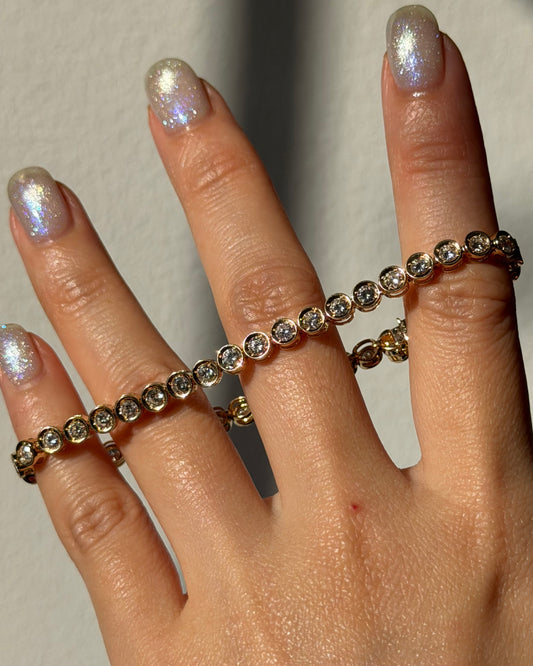 Vintage 18k Gold Bezel Set 3.0 CTW Diamond Tennis Bracelet
