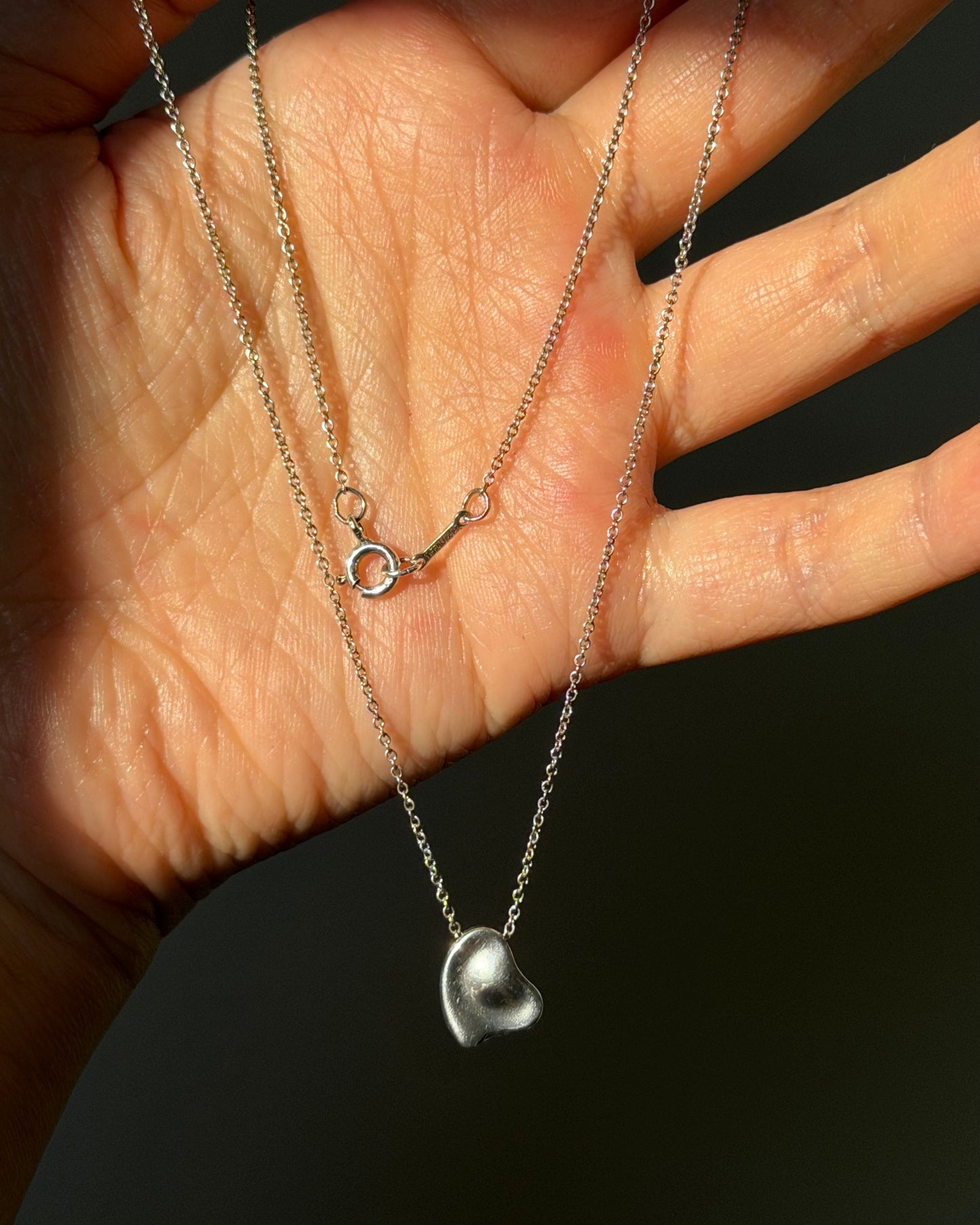 Vintage Sterling Silver Tiffany & Co Elsa Peretti Full Heart Pendant Necklace