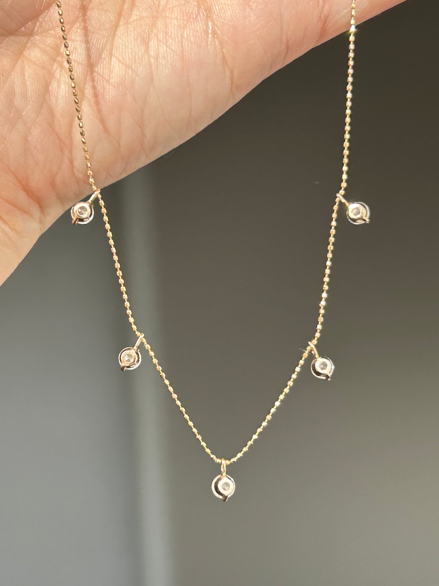 Vintage 18k Gold 1ct Diamond Station Necklace