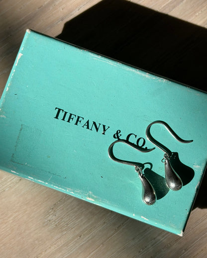 Vintage Silver Tiffany & Co Elsa Peretti Teardrop Dangle Earrings - With Box