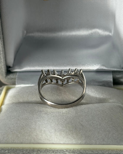 Vintage Platinum Marquise Cut Diamond Chevron V-Shaped Ring