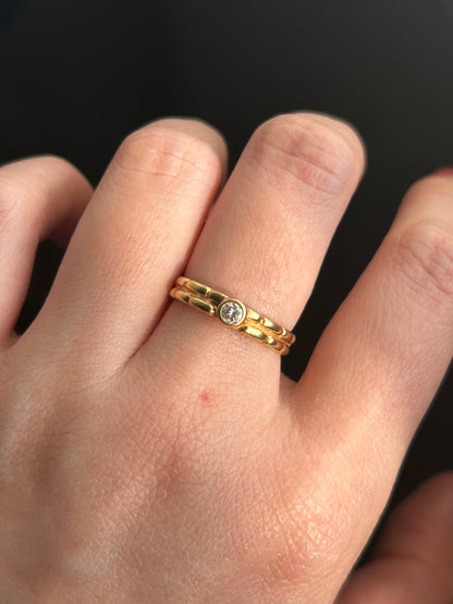 Vintage 18k Bezel Set Diamond Stacking Ring