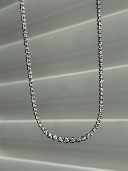 Vintage 18k White Gold 3 ct Diamond Tennis Necklace