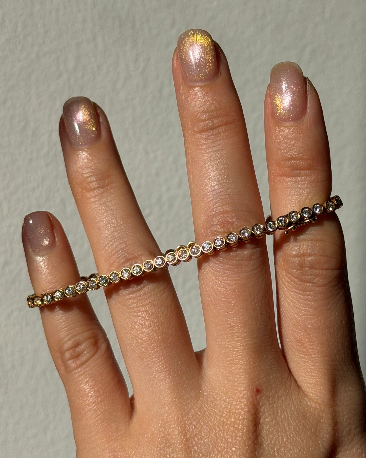 Vintage 18k Gold Bezel Set Diamond Tennis Bracelet - 1.51ctw