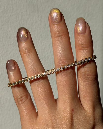 Vintage 18k Gold Bezel Set Diamond Tennis Bracelet - 1.51ctw