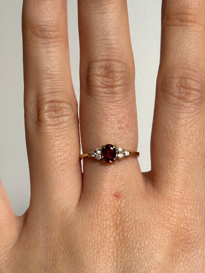 Vintage 18k Gold Pink Tourmaline and Diamond Ring